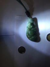 Load image into Gallery viewer, 100% Natural type A dark green black gray (老油青) happy Buddha jadeite pendant PF41
