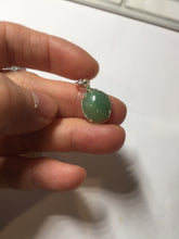 Load image into Gallery viewer, 12x10mm 100% natural type A green/gray Jadeite Jade simple is the best series pendant PF42
