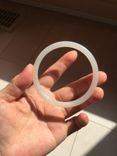 Load image into Gallery viewer, 59.2mm Certified 100% Natural white gray slim nephrite jade bangle HN137-9100
