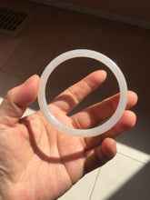 Load image into Gallery viewer, 59.2mm Certified 100% Natural white gray slim nephrite jade bangle HN137-9100
