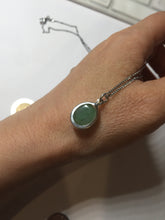 Load image into Gallery viewer, 12x10mm 100% natural type A green/gray Jadeite Jade simple is the best series pendant PF42
