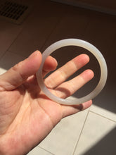 Load image into Gallery viewer, 59.2mm Certified 100% Natural white gray slim nephrite jade bangle HN137-9100
