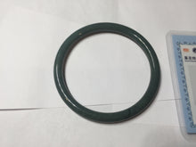Load image into Gallery viewer, 55.3mm Certified Type A 100% Natural dark green/blue/gray Guatemala slim round cut Jadeite bangle PH135-4297
