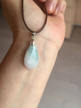 Load image into Gallery viewer, 100% natural icy watery green blue white type A jadeite jade water drop pendant necklace group E52
