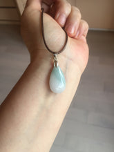Load image into Gallery viewer, 100% natural icy watery green blue white type A jadeite jade water drop pendant necklace group E52
