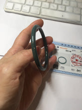Load image into Gallery viewer, 55.3mm Certified Type A 100% Natural dark green/blue/gray Guatemala slim round cut Jadeite bangle PH135-4297
