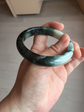 Load image into Gallery viewer, 54mm certified 100% natural Type A dark green white jadeite jade bangle AA43-5316
