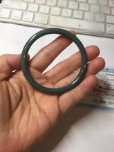 Load image into Gallery viewer, 55.3mm Certified Type A 100% Natural dark green/blue/gray Guatemala slim round cut Jadeite bangle PH135-4297
