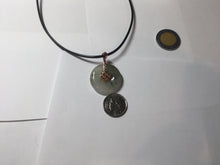 Load image into Gallery viewer, 23.8mm Type A 100% Natural icy watery dark green/clear Seaweed Forest Jadeite Safety Guardian Button donuts pendant PF44
