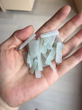 Load image into Gallery viewer, 100% Natural type A icy watery light green white narrow rectangle Jadeite Jade safe and sound pendant group BS139 Add on item
