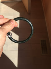 Load image into Gallery viewer, 58.6mm Certified type A 100% Natural dark green black MoCui(墨翠) round cut Jadeite bangle PC150-0687
