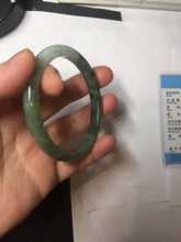 Load image into Gallery viewer, 52mm Certified Type A 100% Natural white Oily Dark Green Gray Black Oval Jadeite Jade Bangle PC219-6219
