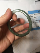 Load image into Gallery viewer, 52mm Certified Type A 100% Natural white Oily Dark Green Gray Black Oval Jadeite Jade Bangle PC219-6219
