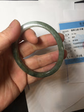Load image into Gallery viewer, 52mm Certified Type A 100% Natural white Oily Dark Green Gray Black Oval Jadeite Jade Bangle PC219-6219
