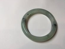 Load image into Gallery viewer, 55.2mm certified type A 100% Natural icy watery light green with dark green flowers jadeite jade bangle PH58-1057
