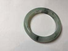 Load image into Gallery viewer, 55.2mm certified type A 100% Natural icy watery light green with dark green flowers jadeite jade bangle PH58-1057
