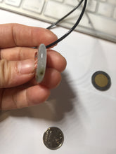 Load image into Gallery viewer, 23.8mm Type A 100% Natural icy watery dark green/clear Seaweed Forest Jadeite Safety Guardian Button donuts pendant PF44
