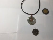 Load image into Gallery viewer, 23.8mm Type A 100% Natural icy watery dark green/clear Seaweed Forest Jadeite Safety Guardian Button donuts pendant PF44
