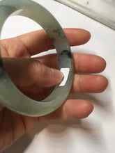 Load image into Gallery viewer, 55.2mm certified type A 100% Natural icy watery light green with dark green flowers jadeite jade bangle PH58-1057
