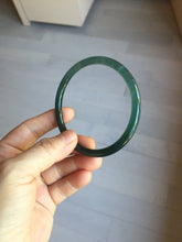 Load image into Gallery viewer, 60mm Certified Type A 100% Natural light green/blue/gray Guatemala slim round cut Jadeite bangle PJ79
