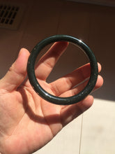 Load image into Gallery viewer, 60mm certified 100% Natural dark green/black meteorite round cut nephrite bangle HN132-0606
