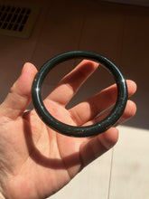 Load image into Gallery viewer, 60mm certified 100% Natural dark green/black meteorite round cut nephrite bangle HN132-0606
