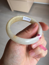 Load image into Gallery viewer, 47.5mm certified 100% natural Type A icy watery light green yellow white oval jadeite jade bangle PC18-6668
