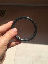 Load image into Gallery viewer, 62.8mm certified 100% Natural dark green/black meteorite round cut nephrite bangle HN133-0589
