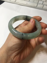 Load image into Gallery viewer, 55.2mm certified type A 100% Natural icy watery light green with dark green flowers jadeite jade bangle PH58-1057
