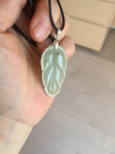 Load image into Gallery viewer, 100% natural icy watery clear green white type A jadeite jade leaf pendant group E54
