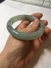 Load image into Gallery viewer, 55.2mm certified type A 100% Natural icy watery light green with dark green flowers jadeite jade bangle PH58-1057
