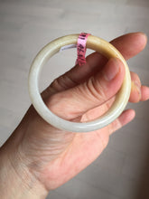 Load image into Gallery viewer, 47.5mm certified 100% natural Type A icy watery light green yellow white oval jadeite jade bangle PC18-6668

