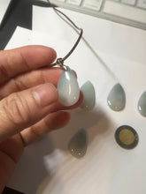 Load image into Gallery viewer, 100% natural icy watery green blue white type A jadeite jade water drop pendant necklace group E52
