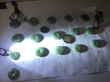 Load image into Gallery viewer, 14.5-23mm Type A 100% Natural dark green black gray(老油青) Jadeite Safety Guardian Button donuts pendant PF45
