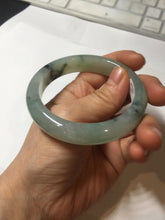 Load image into Gallery viewer, 55.2mm certified type A 100% Natural icy watery light green with dark green flowers jadeite jade bangle PH58-1057
