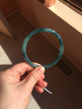 Load image into Gallery viewer, 60.5mm Certified Type A 100% Natural dark green blue gray black slim round cut Guatemala Jadeite bangle PC176-2056
