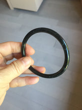 Load image into Gallery viewer, 58.1mm Certified Type A 100% Natural light black/gray/Guatemala slim round cut Jadeite bangle PJ78-0667
