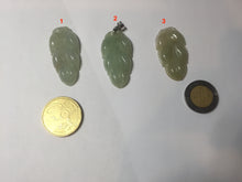 Load image into Gallery viewer, 100% natural icy watery clear green white type A jadeite jade leaf pendant group E54

