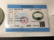 Load image into Gallery viewer, 55.2mm certified type A 100% Natural icy watery light green with dark green flowers jadeite jade bangle PH58-1057
