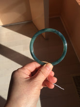 Load image into Gallery viewer, 60.5mm Certified Type A 100% Natural dark green blue gray black slim round cut Guatemala Jadeite bangle PC176-2056
