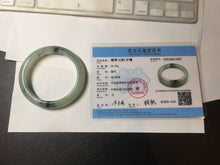 Load image into Gallery viewer, 55.2mm certified type A 100% Natural icy watery light green with dark green flowers jadeite jade bangle PH58-1057
