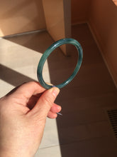 Load image into Gallery viewer, 60.5mm Certified Type A 100% Natural dark green blue gray black slim round cut Guatemala Jadeite bangle PC176-2056
