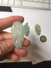 Load image into Gallery viewer, 100% natural icy watery clear green white type A jadeite jade leaf pendant group E54
