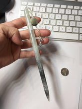 Load image into Gallery viewer, 18.5cm 100% Natural black white ink painting(水墨画) Xiu Jade (Serpentine) Hairpin AW63
