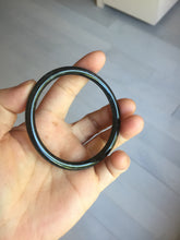 Load image into Gallery viewer, 58.1mm Certified Type A 100% Natural light black/gray/Guatemala slim round cut Jadeite bangle PJ78-0667
