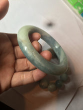 Load image into Gallery viewer, 52.8mm 100% natural blue/white Quartzite (Shetaicui jade) Blue sky and white clouds chubby round cut bangle SY27
