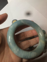 Load image into Gallery viewer, 52.8mm 100% natural blue/white Quartzite (Shetaicui jade) Blue sky and white clouds chubby round cut bangle SY27
