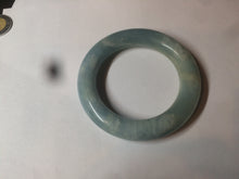 Load image into Gallery viewer, 52.8mm 100% natural blue/white Quartzite (Shetaicui jade) Blue sky and white clouds chubby round cut bangle SY27
