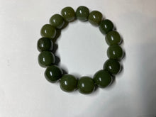 Load image into Gallery viewer, 13.5x13.6mm 100% Natural olive green/brown/black vintage style nephrite Jade bead bracelet HE83
