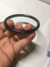 Load image into Gallery viewer, 56.2mm Certified Type A 100% Natural icy watery dark green/blue/gray Guatemala slim round cut Jadeite bangle PD62-3386
